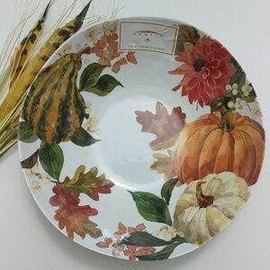 Fall Harvest Leaves Pumpkin Melamine Serving Bowl